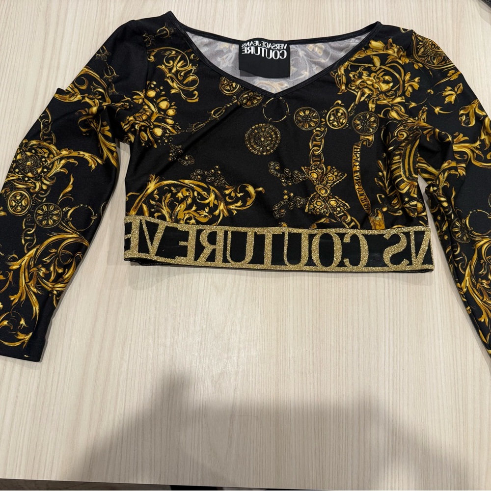 Versace Jeans Collection Black and Gold Women's Top